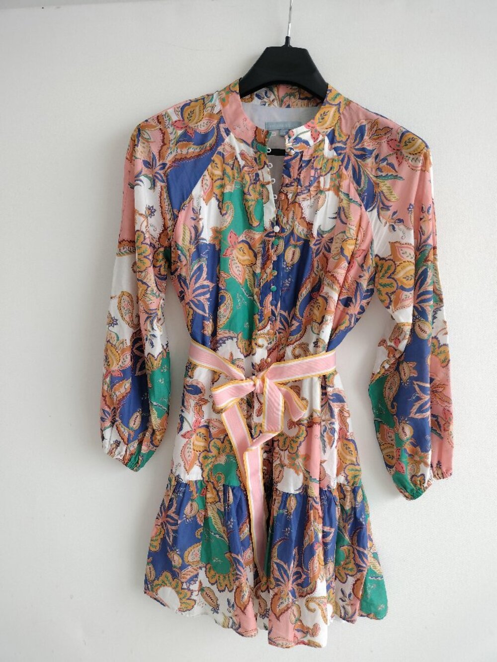 Antonio Melani Brynn Floral Tiered Mini Dress Tie Waist Boho Sz 12